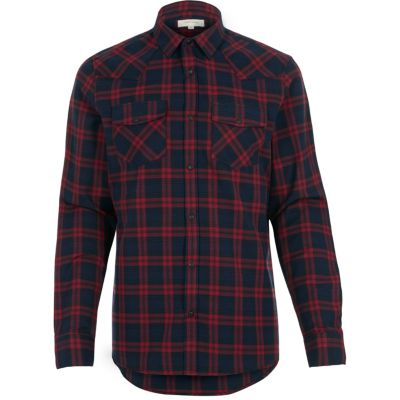 Red check flannel Western shirt